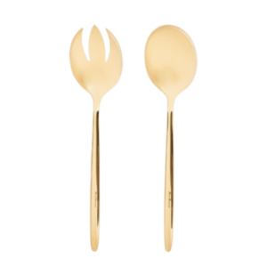 Fourchette et cuillère de service doré