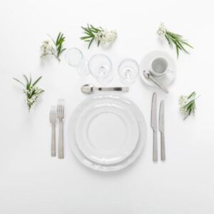 Pack vaisselle blanche élégante - Entrée, plat, dessert, café 40p