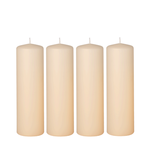 Lot de 4 bougies cylindriques ivoires