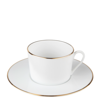 Lot de 15 tasses et sous-tasses &agrave; th&eacute; filet or