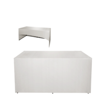 all:Table buffet rectangulaire houss&eacute;e blanche