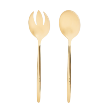 Fourchette et cuill&egrave;re de service dor&eacute;