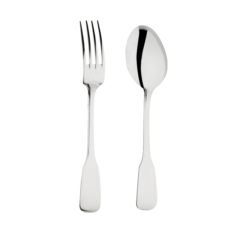Fourchette et cuillère de service inox