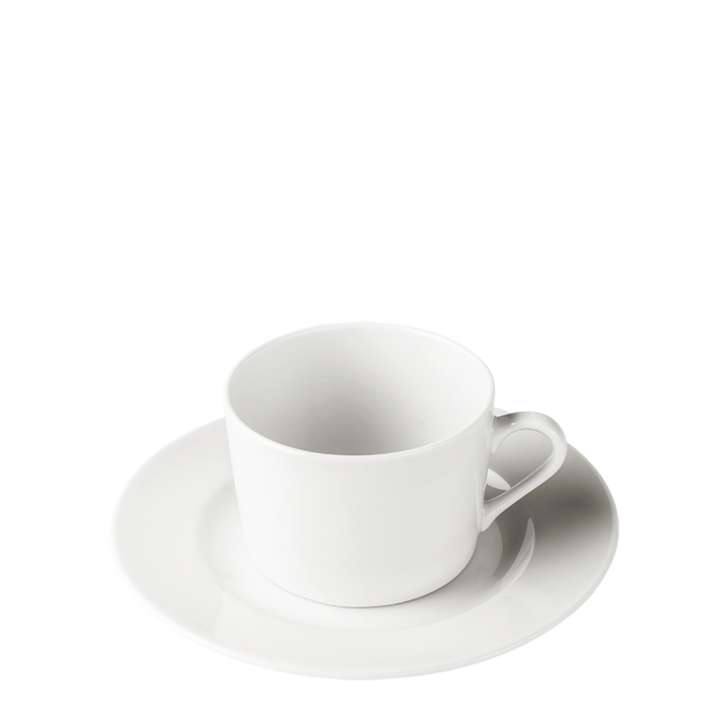 Lot de 24 tasses et sous-tasses à thé blanche