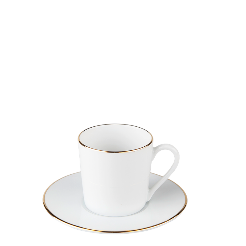 Lot de 40 tasses et sous-tasses à café filet or