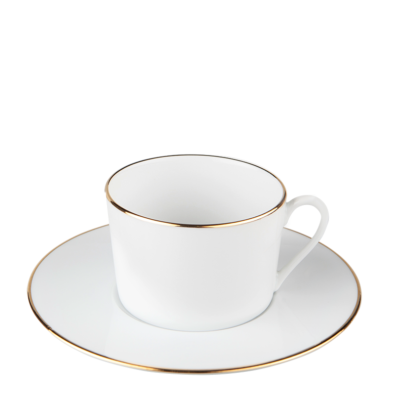 Lot de 15 tasses et sous-tasses à thé filet or