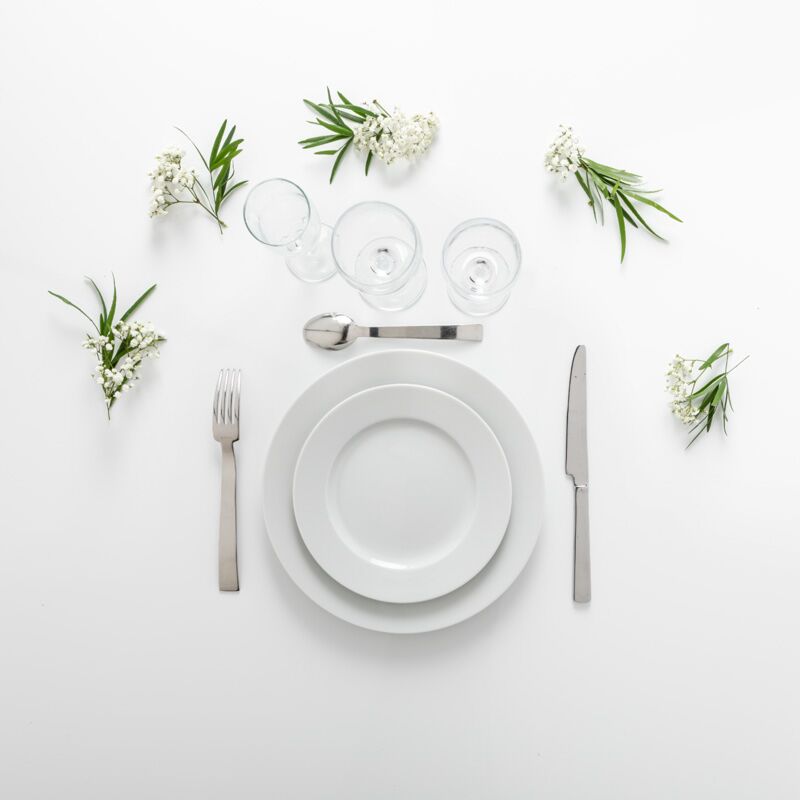 Pack vaisselle blanche - Plat et dessert (24 pers. max)