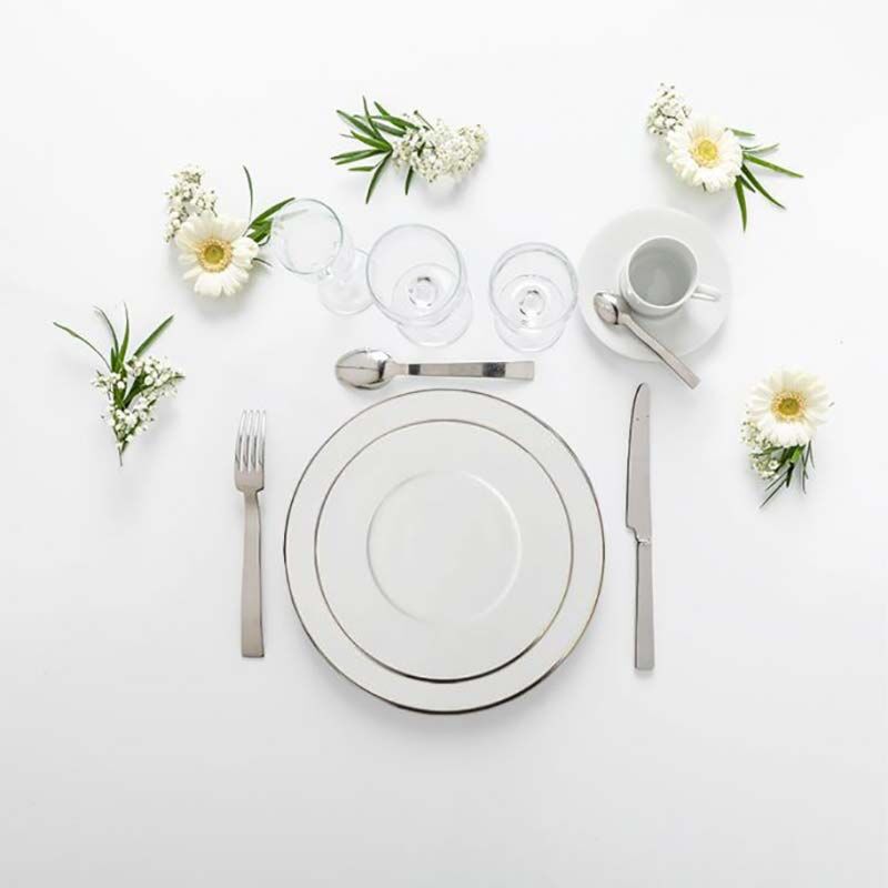 Pack vaisselle filet or - Plat, dessert, café (24 pers. max)