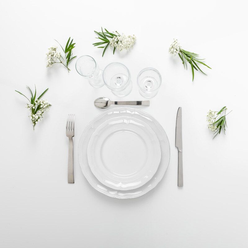 Pack vaisselle blanche élégante-Plat et dessert (40 pers. max)