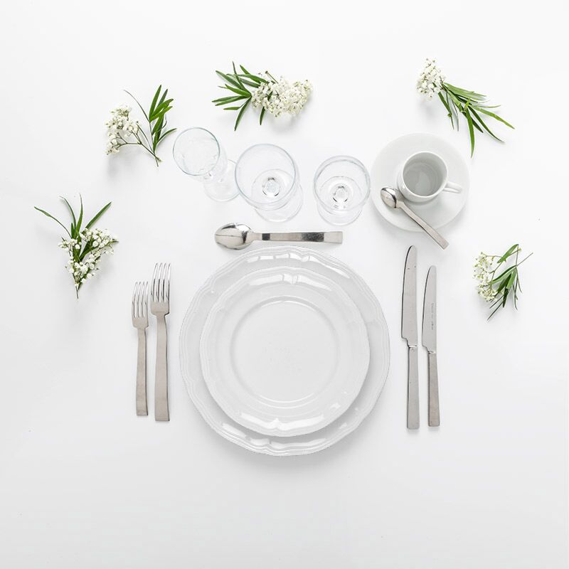 Pack vaisselle blanche élégante - Entrée, plat, dessert, café 40p