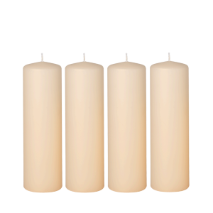 Lot de 4 bougies cylindriques ivoires