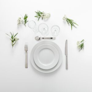 Pack vaisselle blanche - Plat et dessert (24 pers)