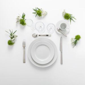 Pack vaisselle blanche - Plat, dessert, café (24 pers)