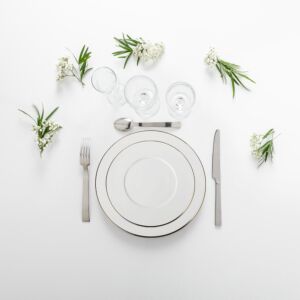 Pack vaisselle filet or - Plat et dessert (24 pers)
