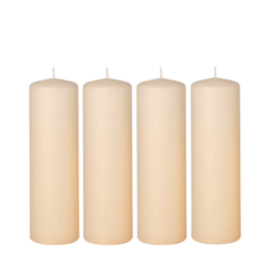 Lot de 4 bougies cylindriques ivoires