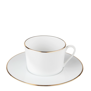 Lot de 15 tasses et sous-tasses à thé filet or
