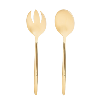 Fourchette et cuillère de service doré